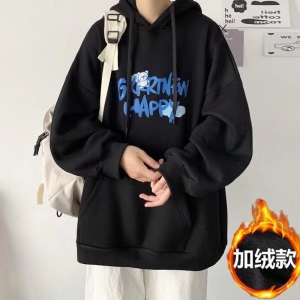嘉筱连帽卫衣男春秋季宽松百搭加厚上衣男学生港风潮流字母印花长袖衣服男士男装 白色 XL