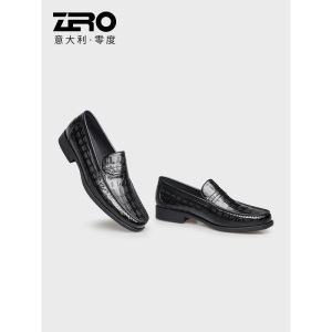 【官方旗舰】Zero零度商务休闲鞋男 2021新品正装皮鞋男舒适经典套脚休闲皮鞋子男 黑色B11506