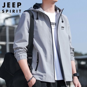 吉普（JEEP）外套男连帽2022春季韩版夹克男士潮流休闲男装宽松百搭衣服