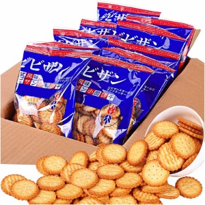 比比赞日式小圆饼干1kg多口味海盐饼干零食休闲食品整箱约24包